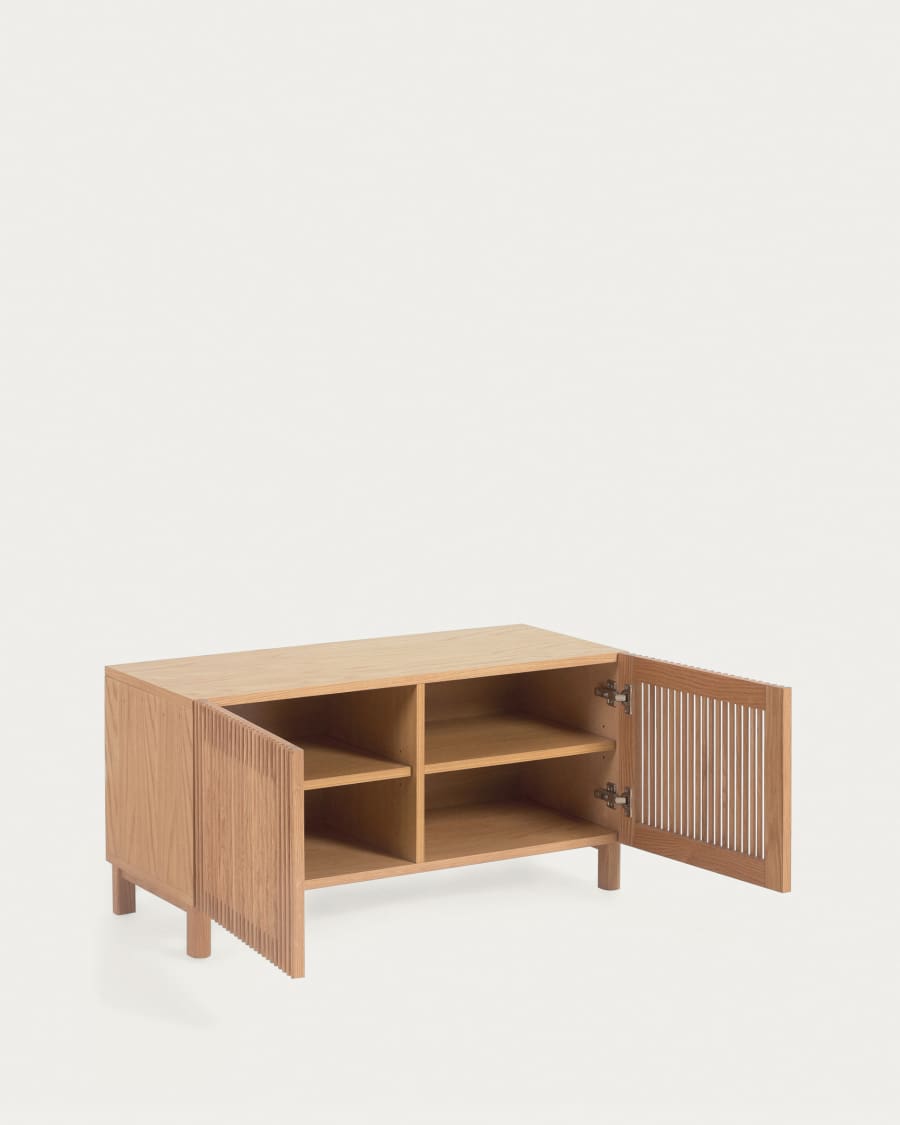 Beyla 2-door shoe rack in solid ash wood and ash veneer 98.5 cm FSC 100%