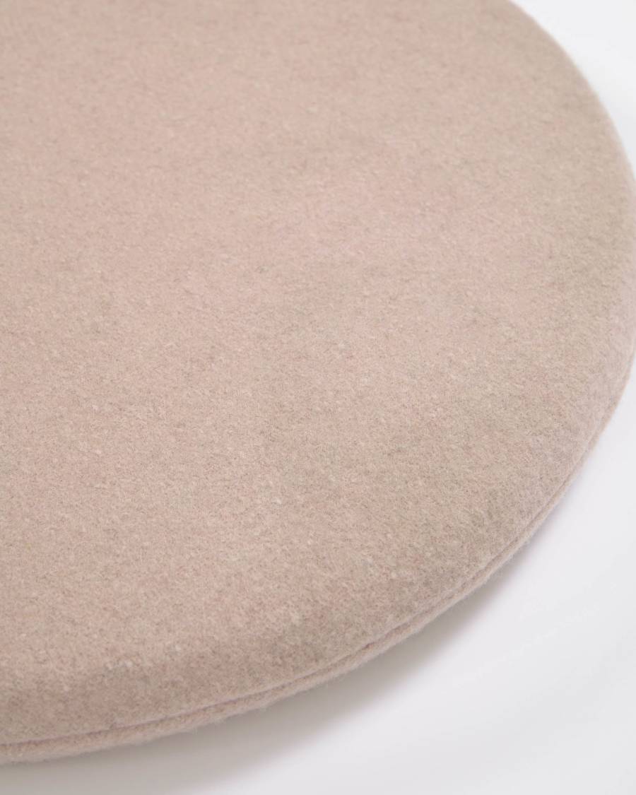 Biasina round 100% wool chair cushion in pink Ø 35 cm