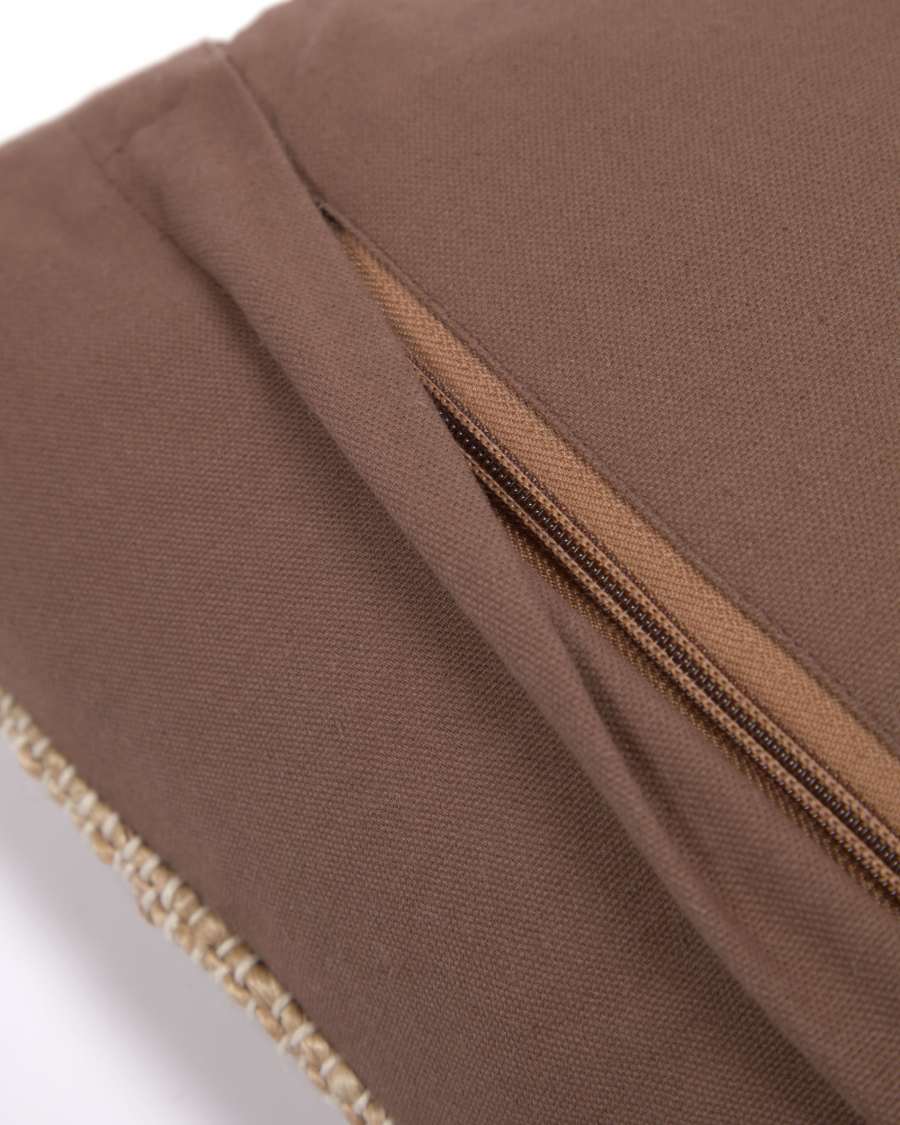 Housse de coussin Eda en jute à rayures bleu 30 x 50 cm