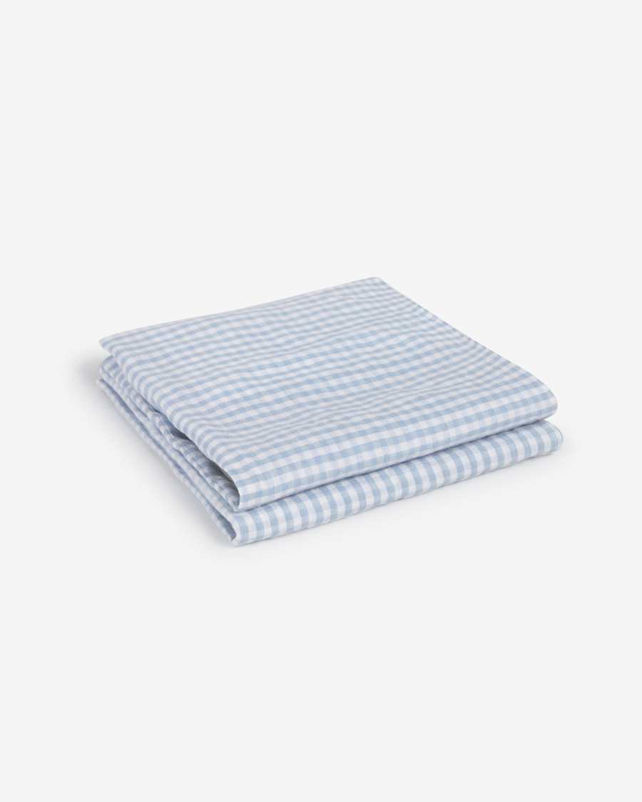 Lot de 2 serviettes de table Goretti en coton et lin bleu et blanc