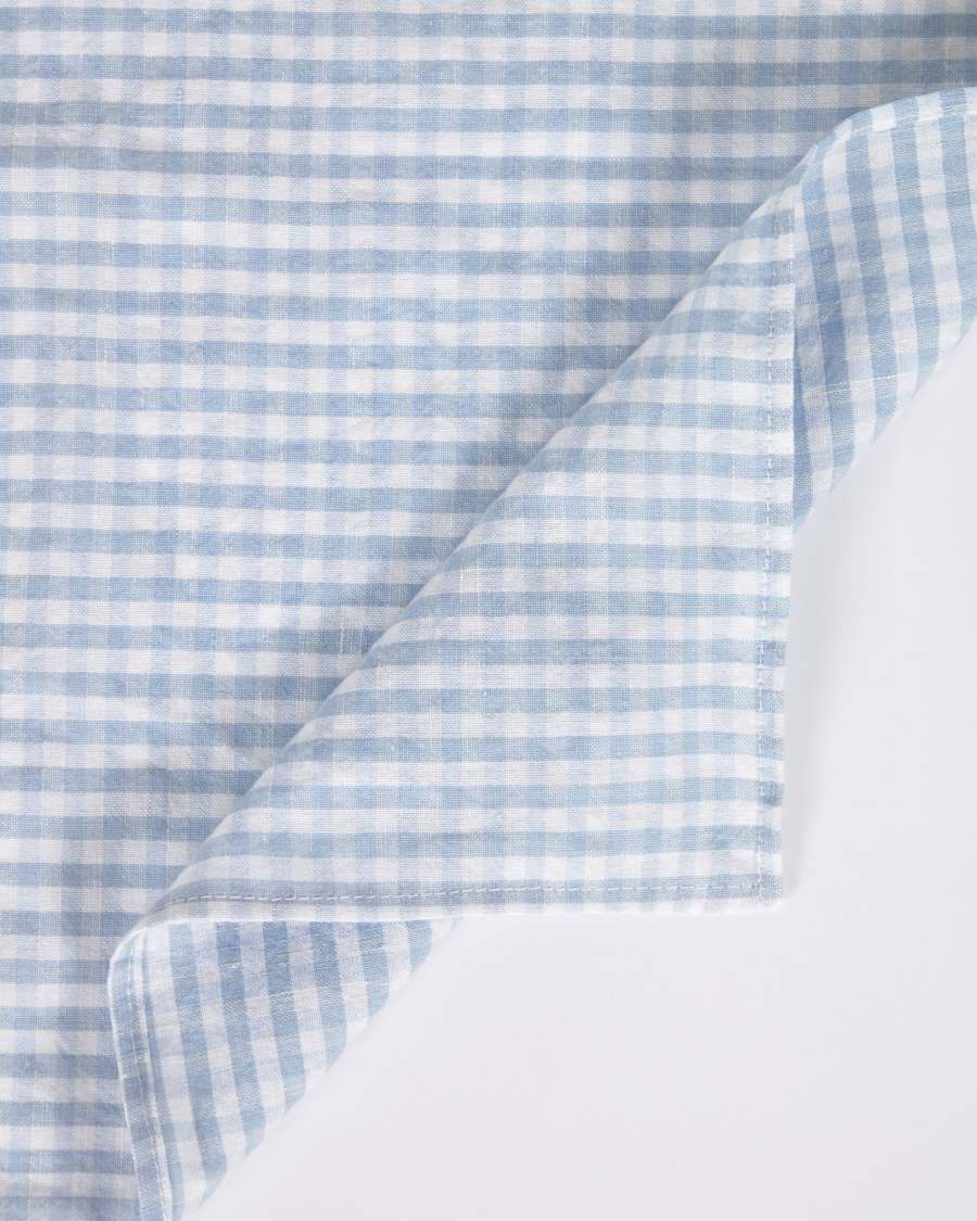 Lot de 2 serviettes de table Goretti en coton et lin bleu et blanc