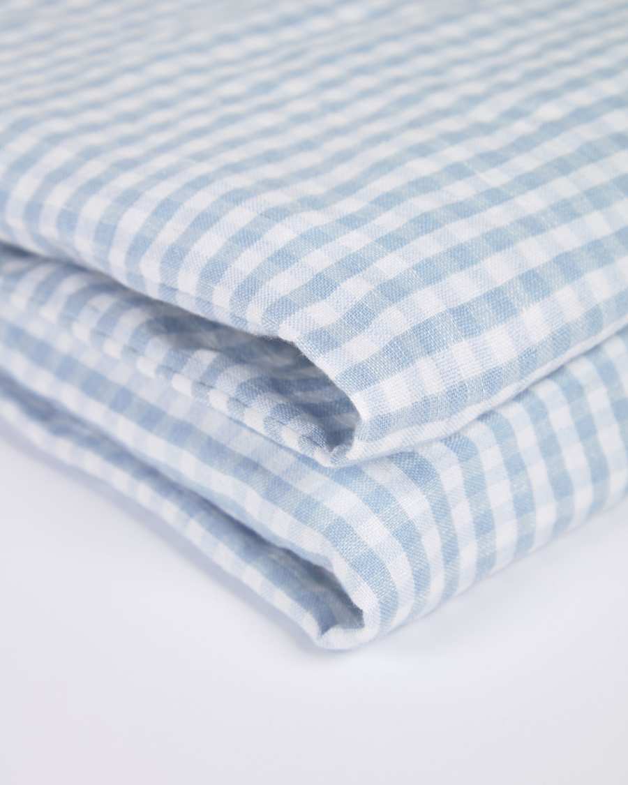 Lot de 2 serviettes de table Goretti en coton et lin bleu et blanc