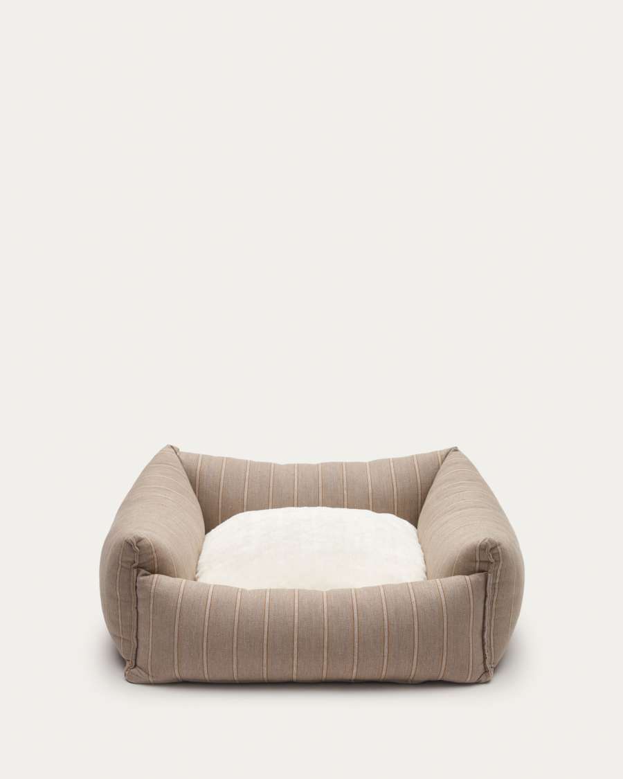 Cuccia piccola Toby a righe e pelo marrone 60 x 60 cm