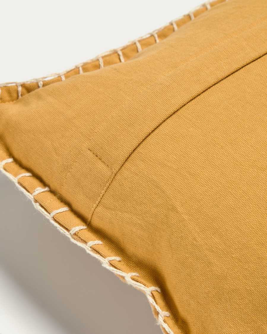 Κάλυμμα μαξιλαριού Angelica, 100% βαμβακερό βελούδο, μουσταρδί, 45x45εκ