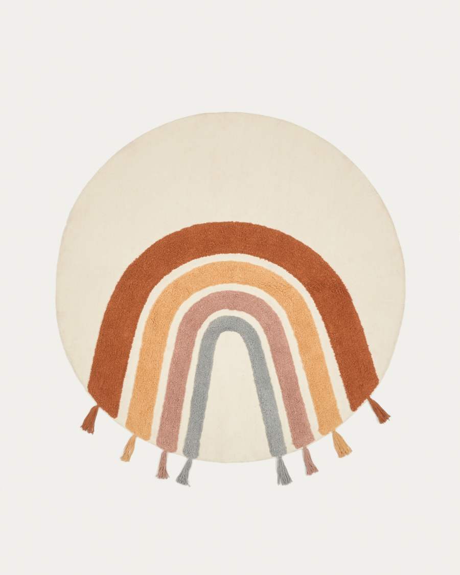 Tadea round rug, 100% cotton with a multicolour rainbow, 100 cm