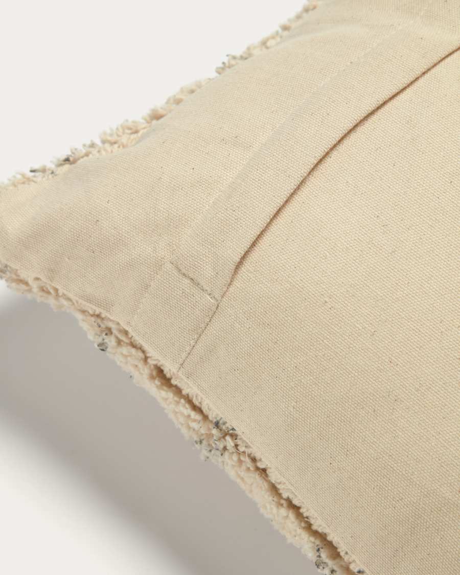 Housse de coussin Zita 100 % coton effet fourrure grise à losanges bleus 30 x 50 cm