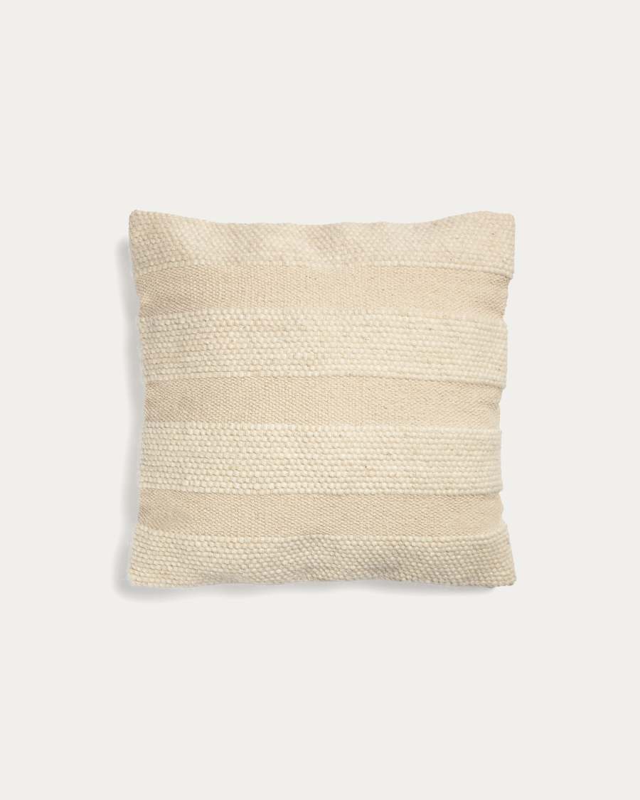 Walla cushion cover, 100% beige cotton, 45 x 45 cm