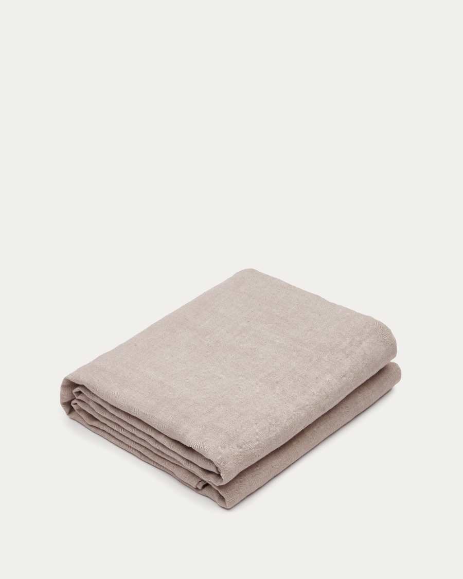 Ubalda light grey cotton and lino tablecloth, 150 x 250 cm