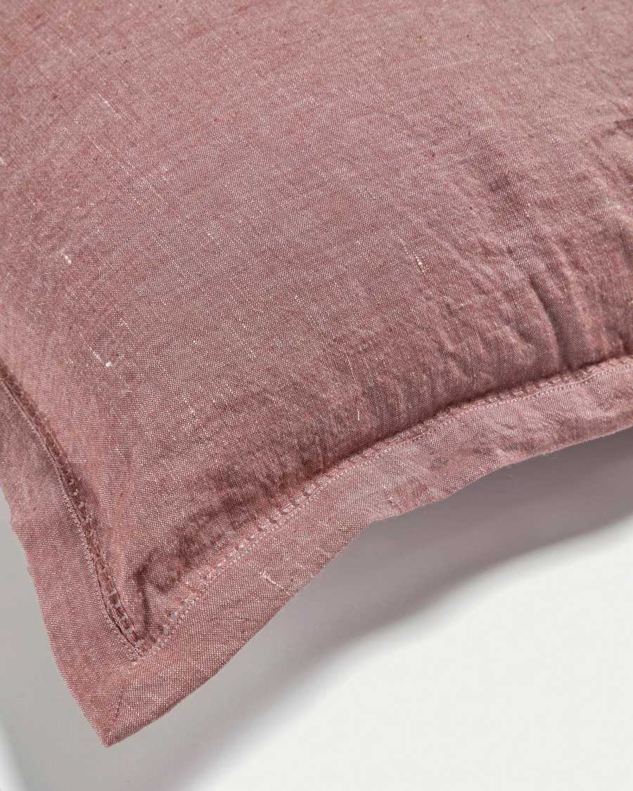 Rut cushion cover in maroon linen and cotton, 45 x 45 cm