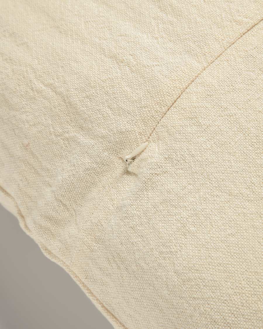 Κάλυμμα μαξιλαριού Nona, φυσικό βαμβάκι και λινό με κόκκινες ρίγες, 60x60εκ