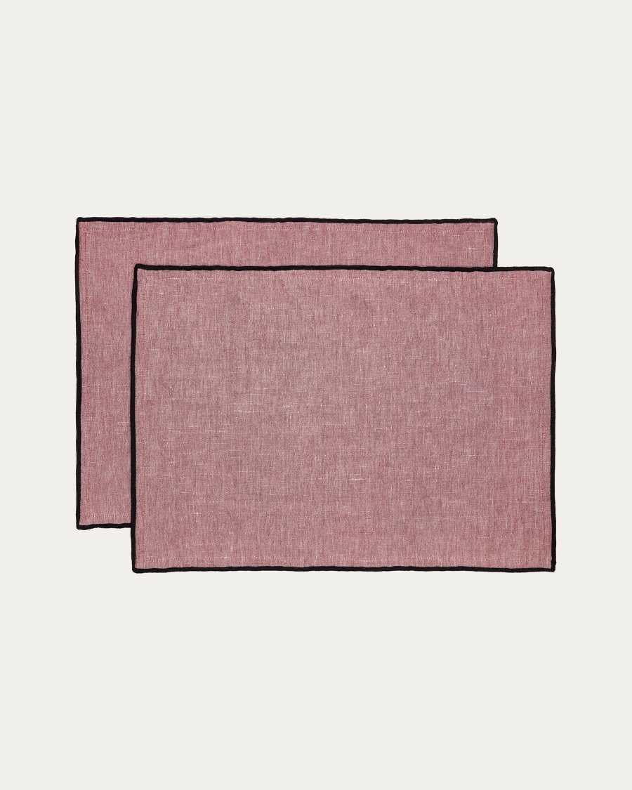 Mirna set of 2 individual tablecloths in maroon linen and cotton