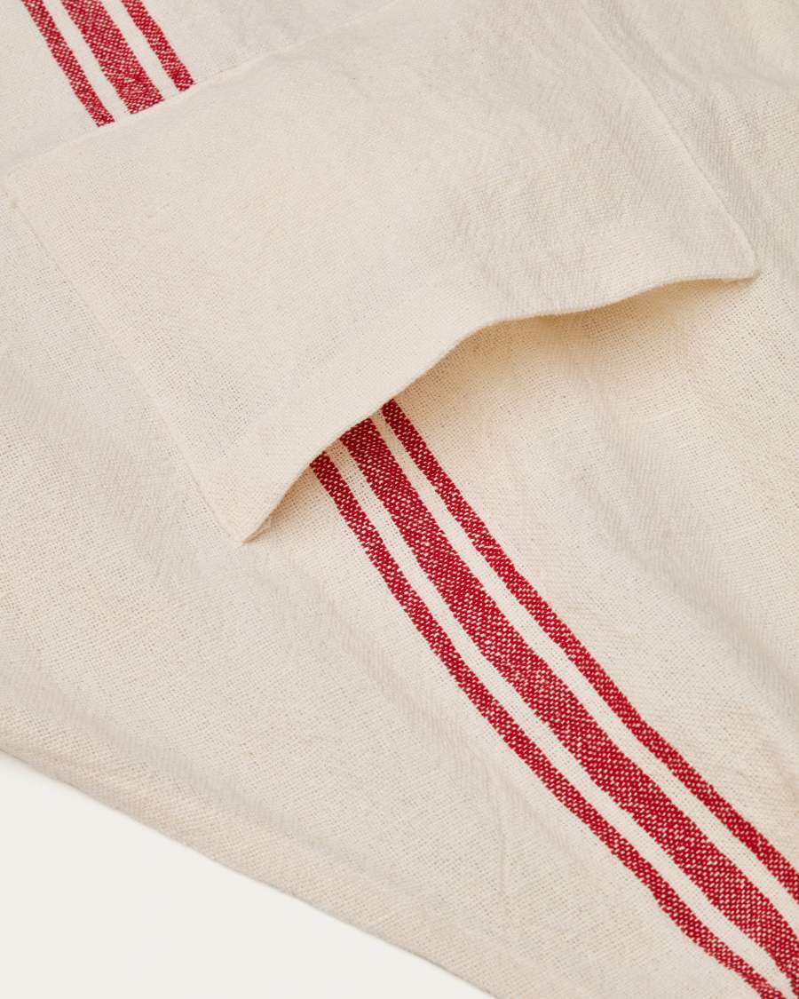 Παιδική ποδιά Nona, φυσικό βαμβάκι και λινό με κόκκινες ρίγες