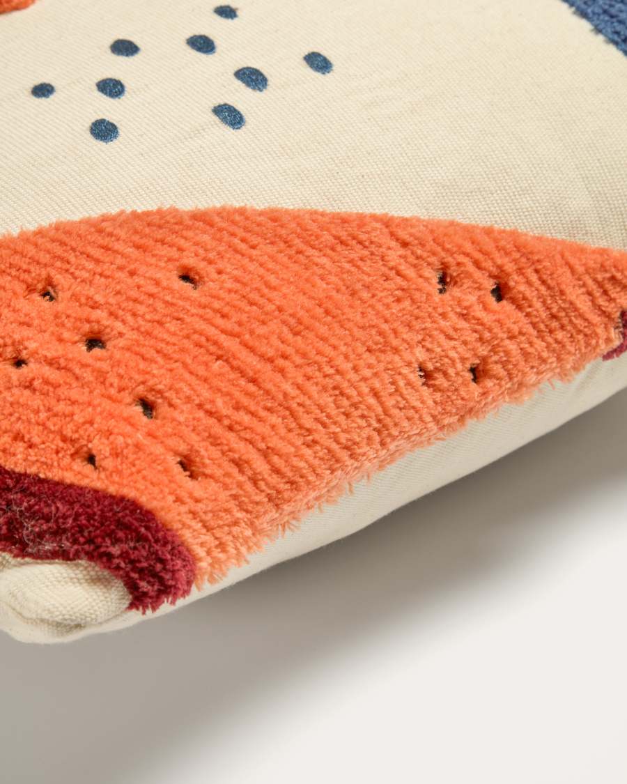 Amarantha 100% cotton cushion cover with multicolour fruit prints, 45 x 45 cm