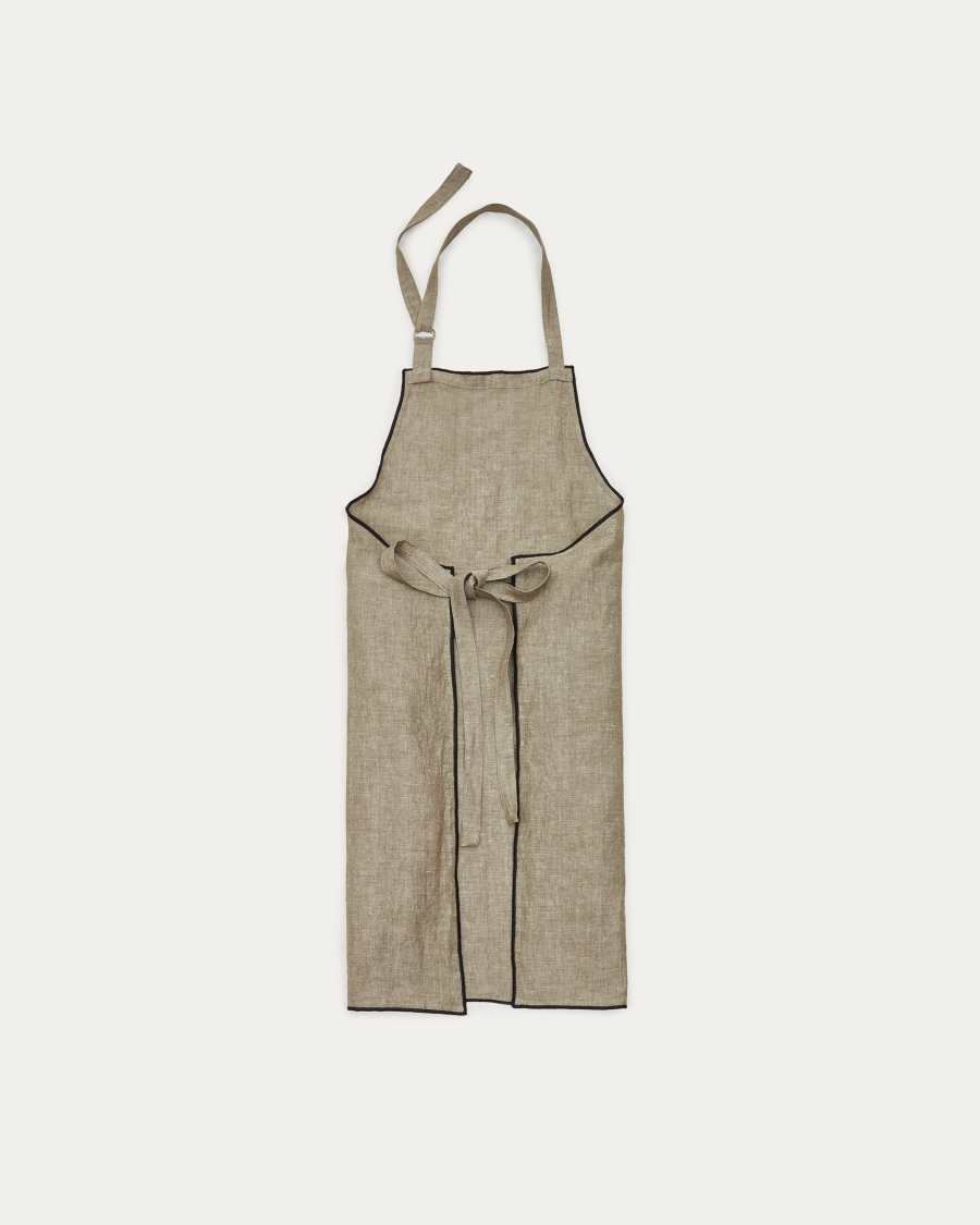 Grembiule Mirna in lino e cotone verde