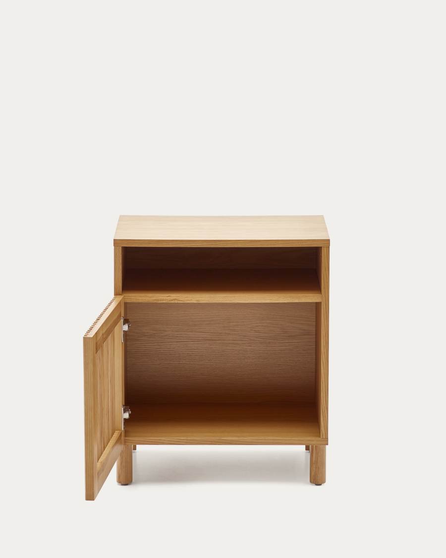Beyla bedside table in solid ash wood and ash veneer 53 x 62 cm FSC 100%
