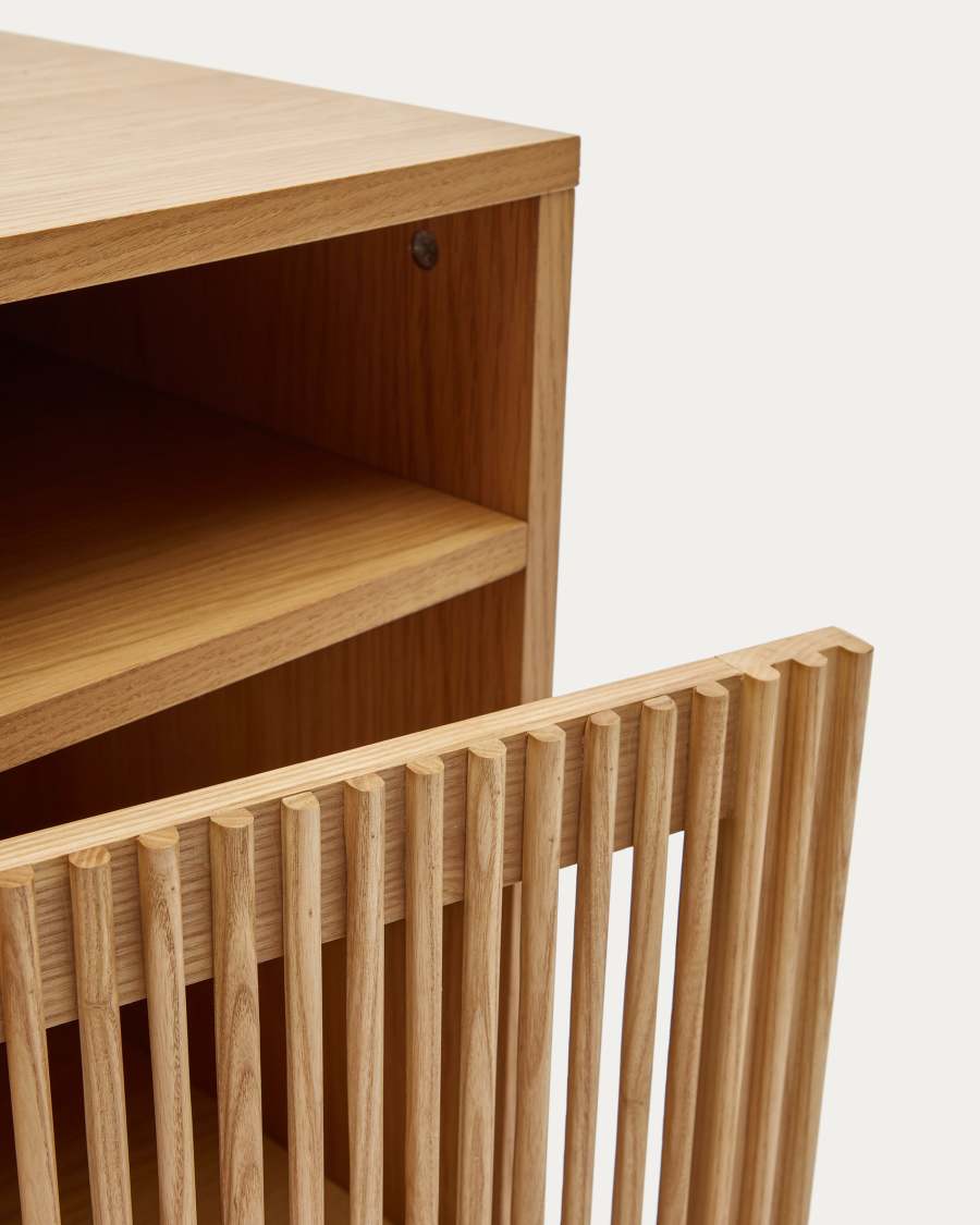 Beyla bedside table in solid ash wood and ash veneer 53 x 62 cm FSC 100%