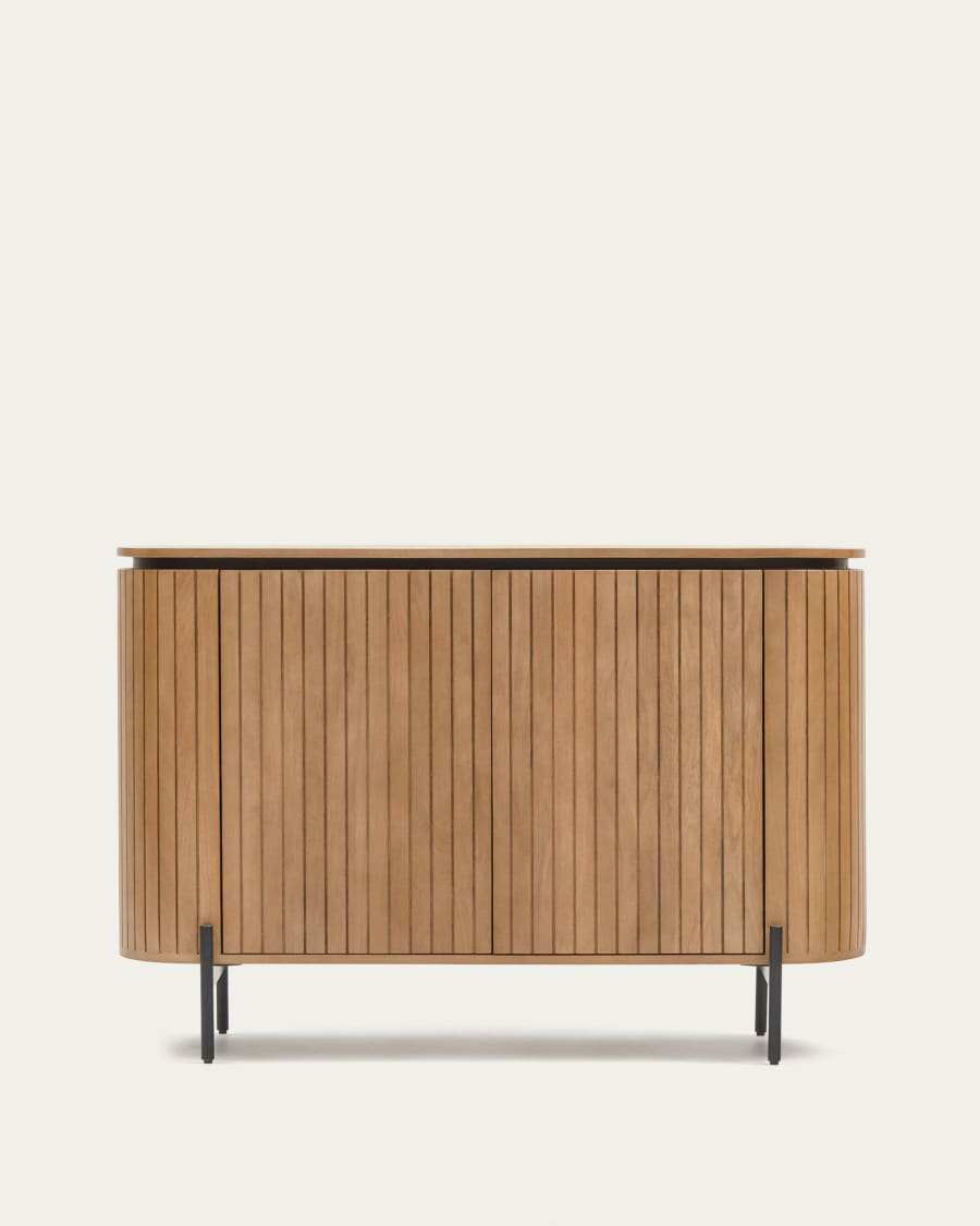 Licia sideboard with 2 doors made from solid mango wood and painted black metal 120 x 80cm