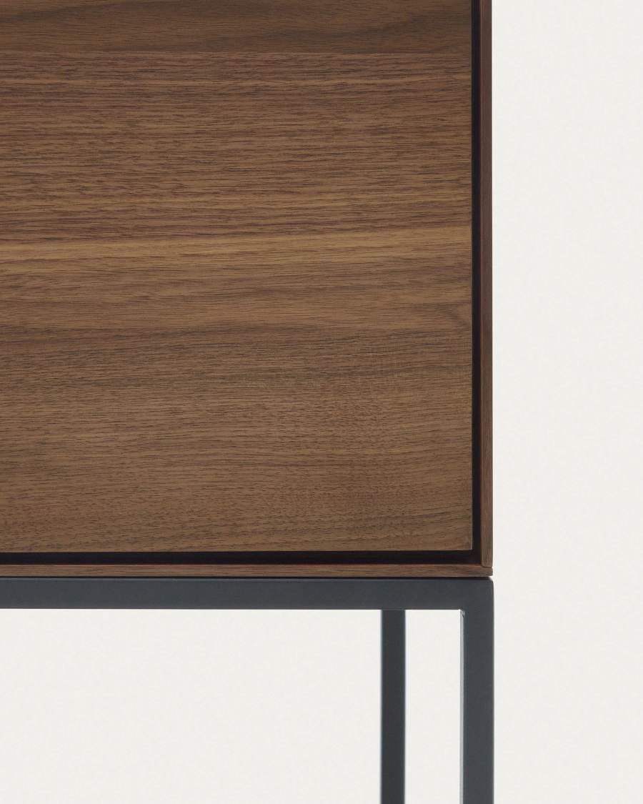 Vedrana 4 door tall sideboard in walnut veneer with steel legs, 97.5 x 160 cm