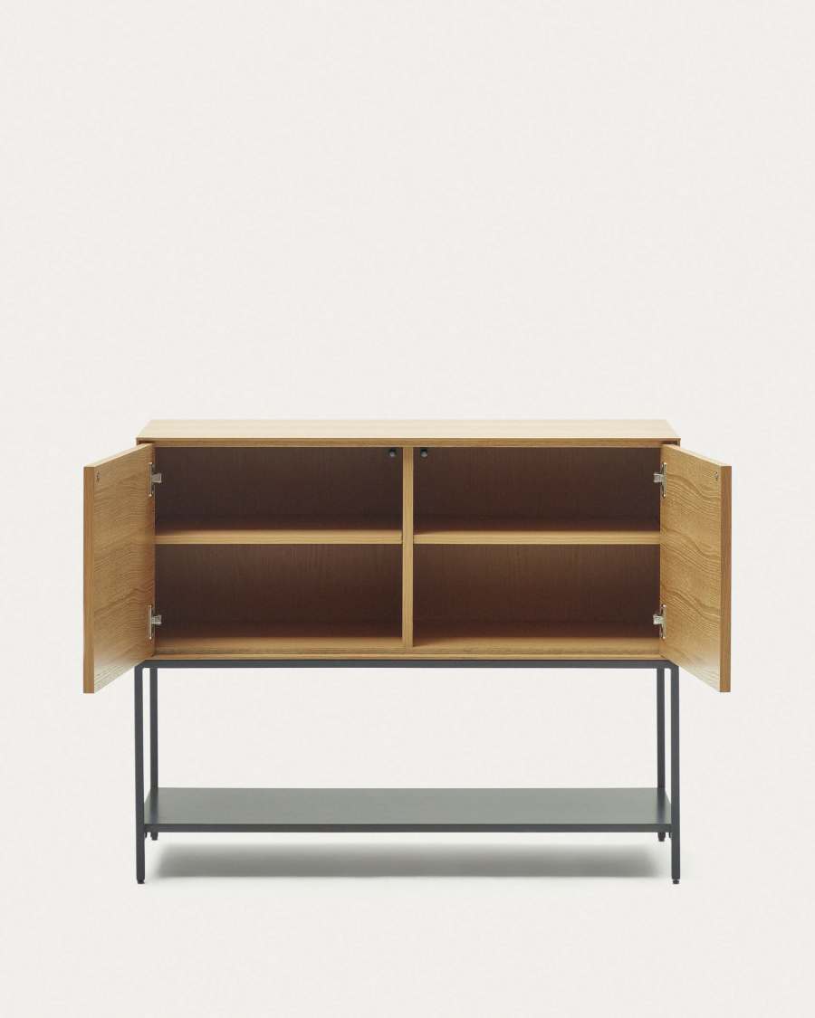 Vedrana 2 door sideboard in oak veneer with steel legs, 98 x 80 cm