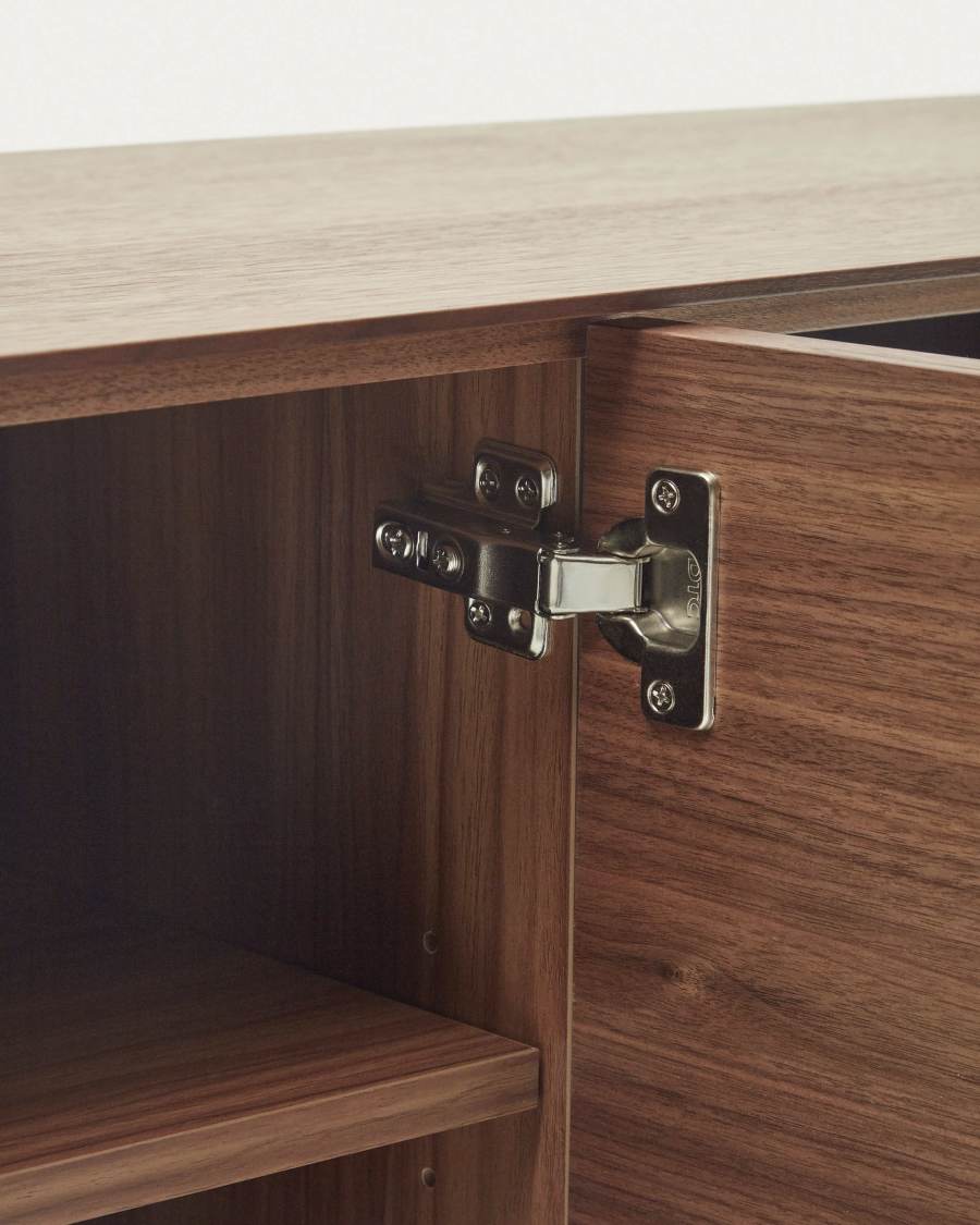 Mobile TV Vedrana 3 ante impiallacciate noce e gambe in acciaio nero 195 x 55 cm