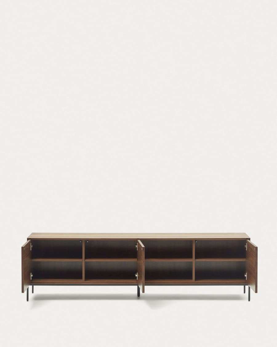 Mobile TV Vedrana 3 ante impiallacciate noce e gambe in acciaio nero 195 x 55 cm