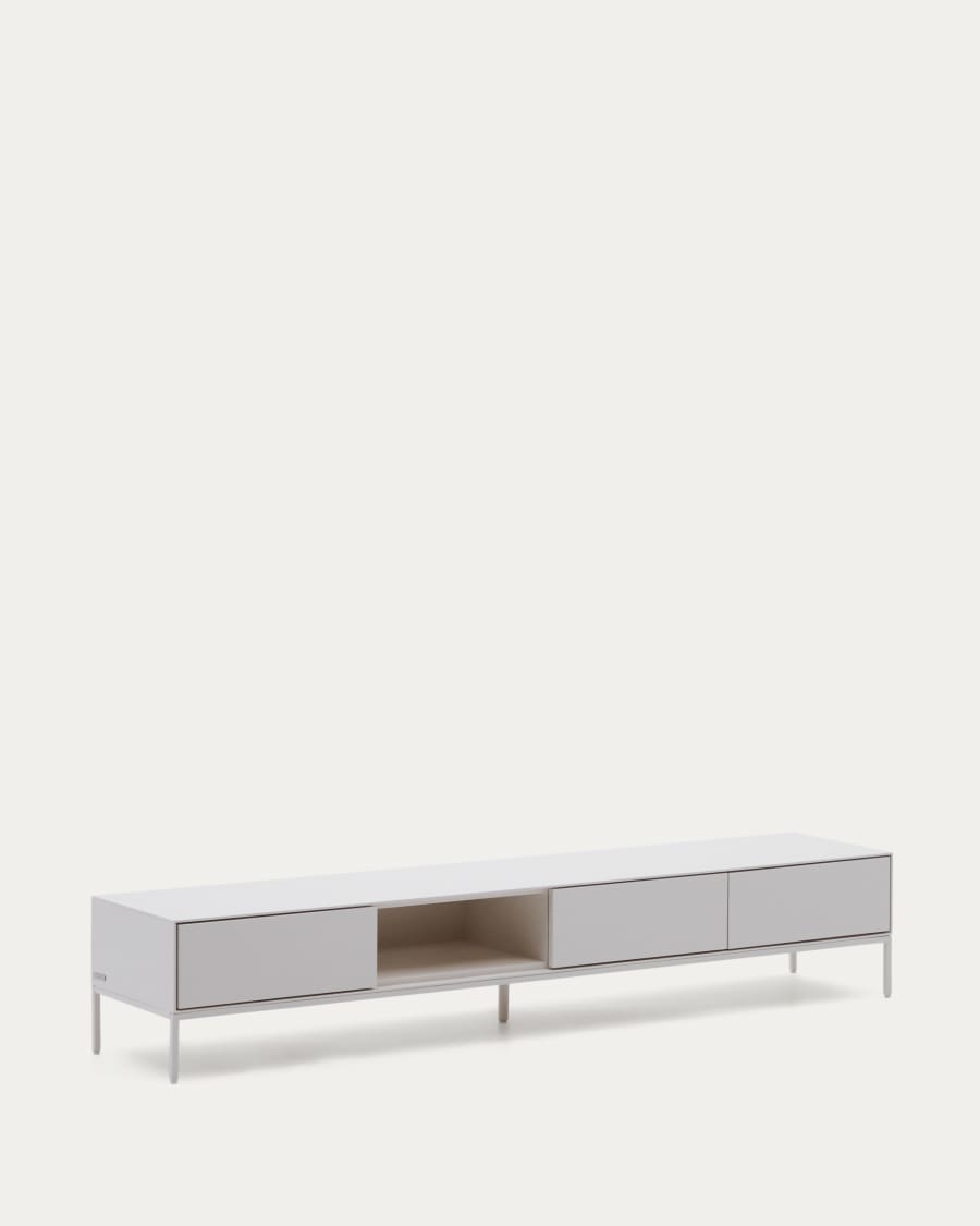 Vedrana TV 3-drawer cabinet white lacquered MDF 195 x 35 cm