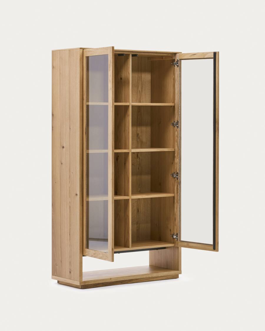 Alguema display cabinet in oak wood veneer with natural finish, 100 x 185 cm