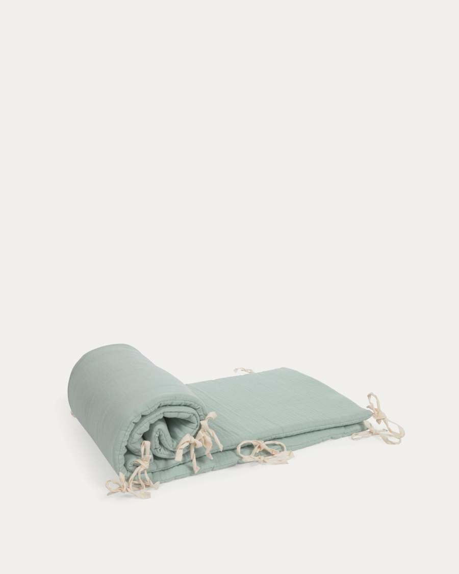 Paracolpi per culla Yamile 100% cotone organico (GOTS) turchese 180 x 30 cm