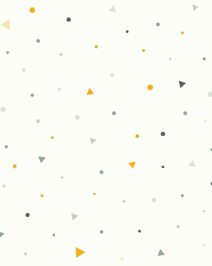 Miris wallpaper with green and mustard spots and triangles 10 x 0.53 m FSC MIX Credit