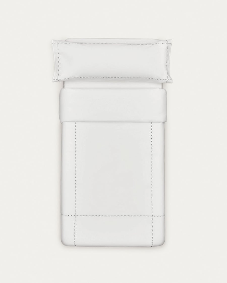 Set Elvia dekbedovertrek en kussensloop 100% perkaal katoen 180 thread count wit 90 x 190cm