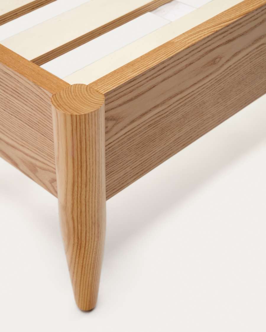 Octavia bed in ash plywood and white upholstered headboard FSC Mix Credit 180 x 200 cm