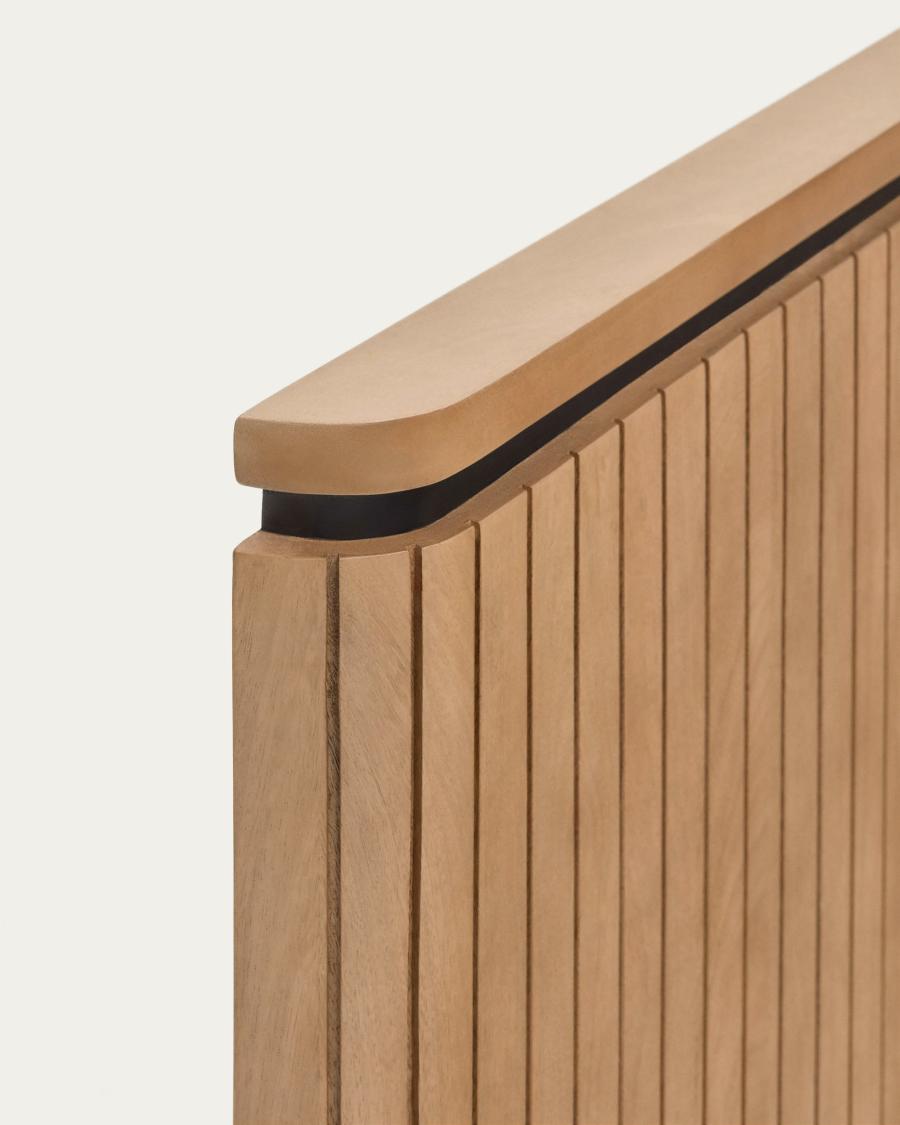 Licia solid mango wood and metal headboard with a black finish for a bed up to 180 cm