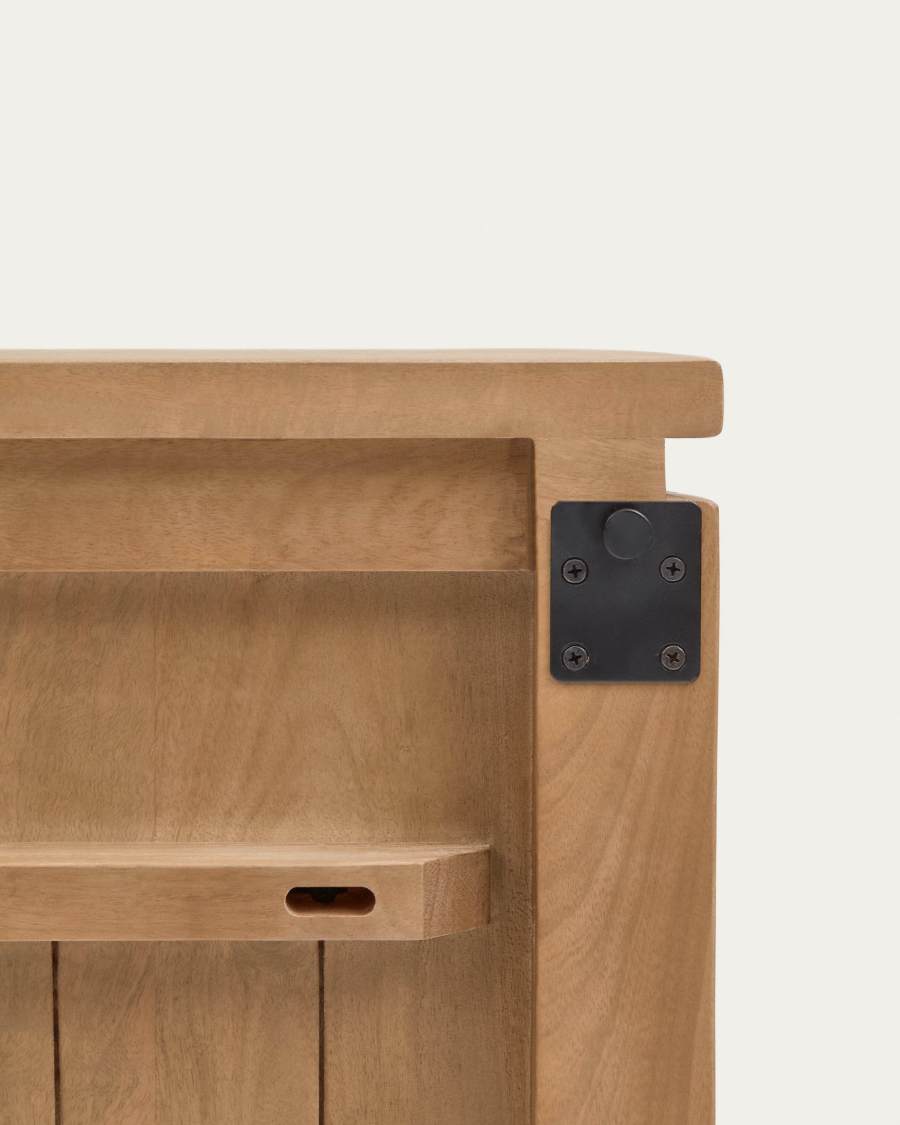 Licia solid mango wood and metal headboard with a black finish for a bed up to 180 cm