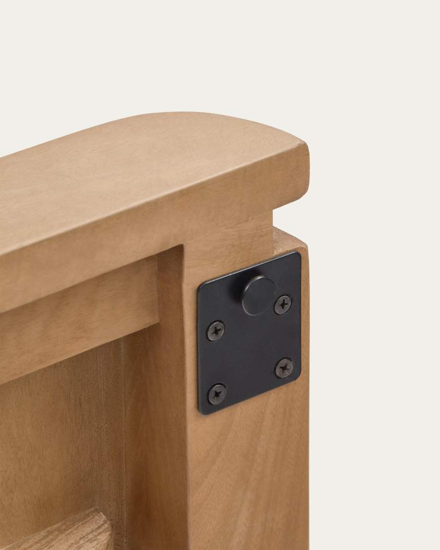 Licia solid mango wood and metal headboard with a black finish for a bed up to 180 cm