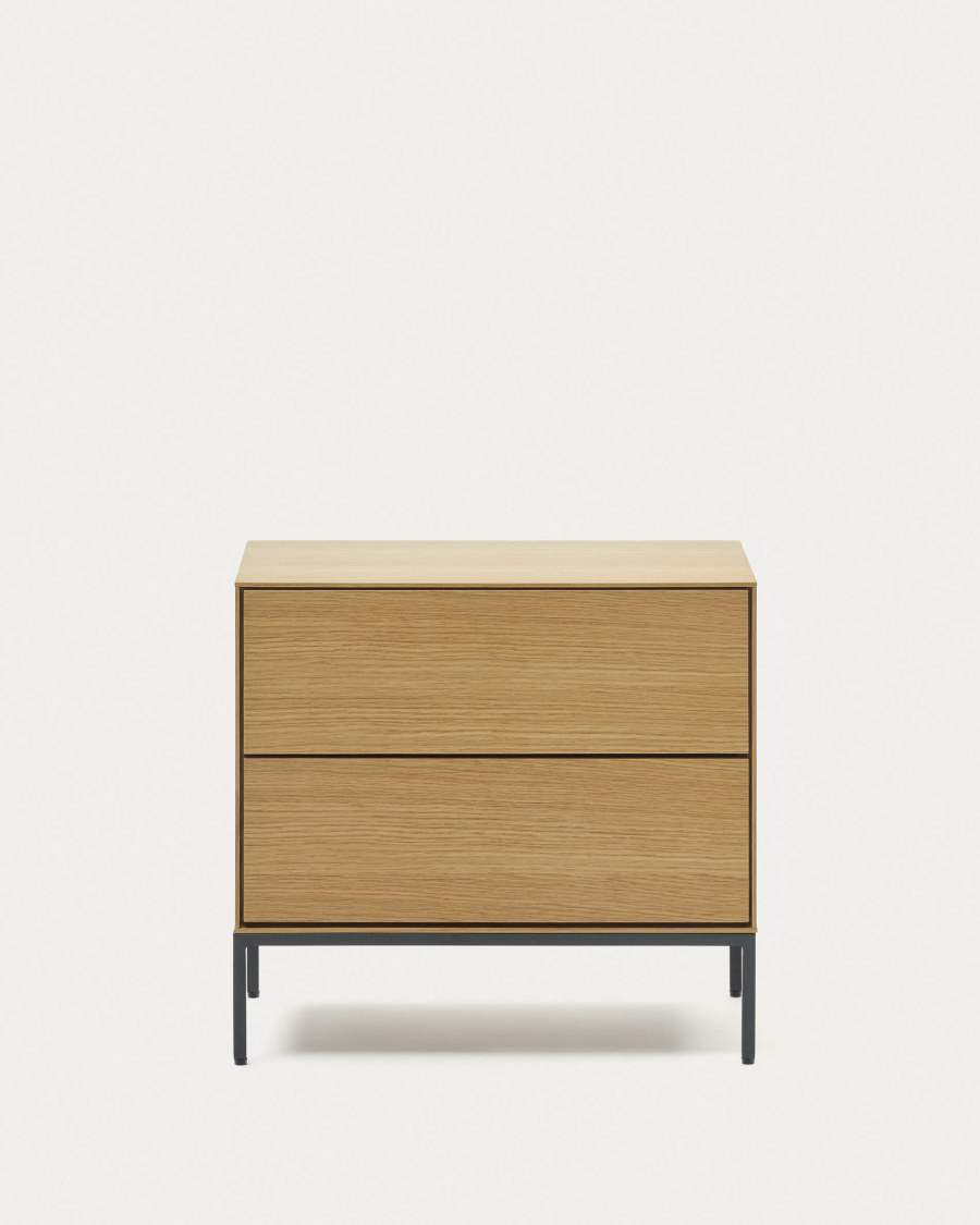 Vedrana beside table, 2 oak veneer drawers, and black steel legs, 60 x 55 cm