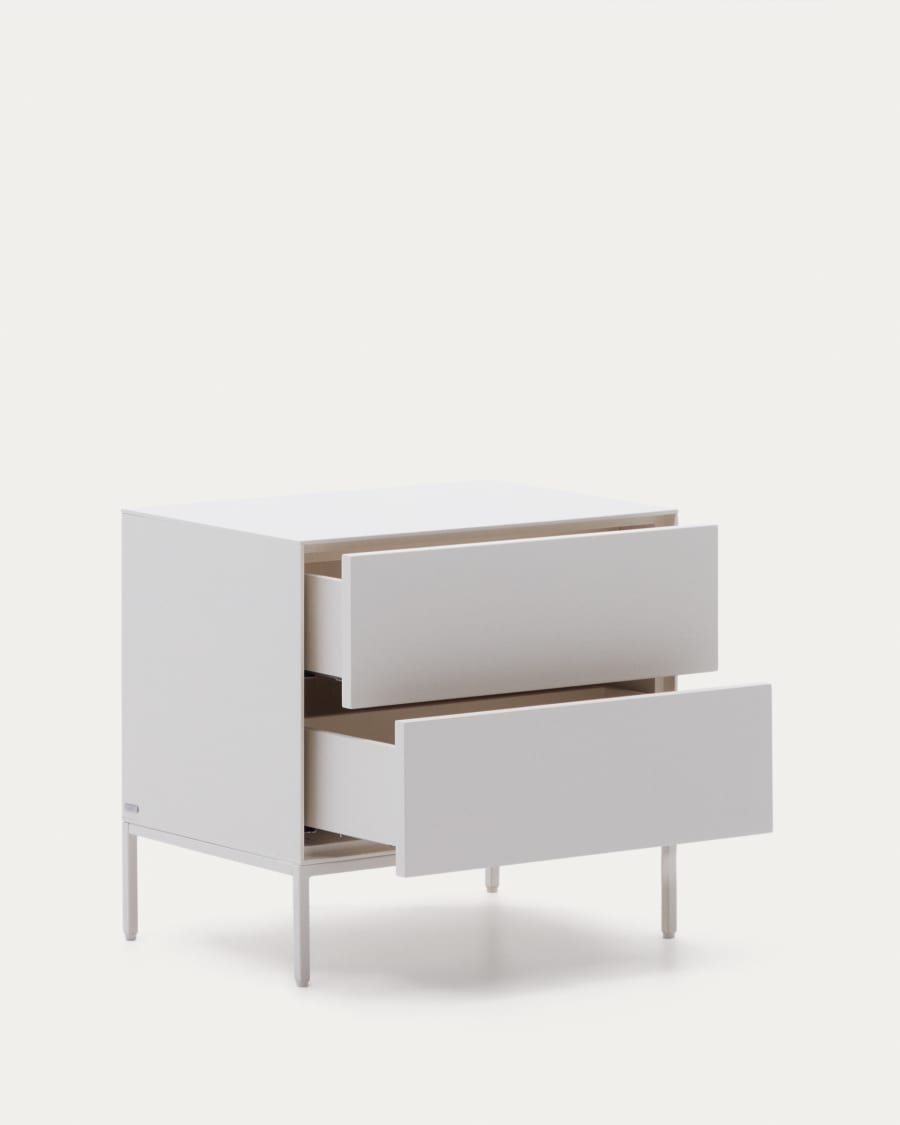 Vedrana two-drawer bedside table white lacquered MDF 60 x 55 cm
