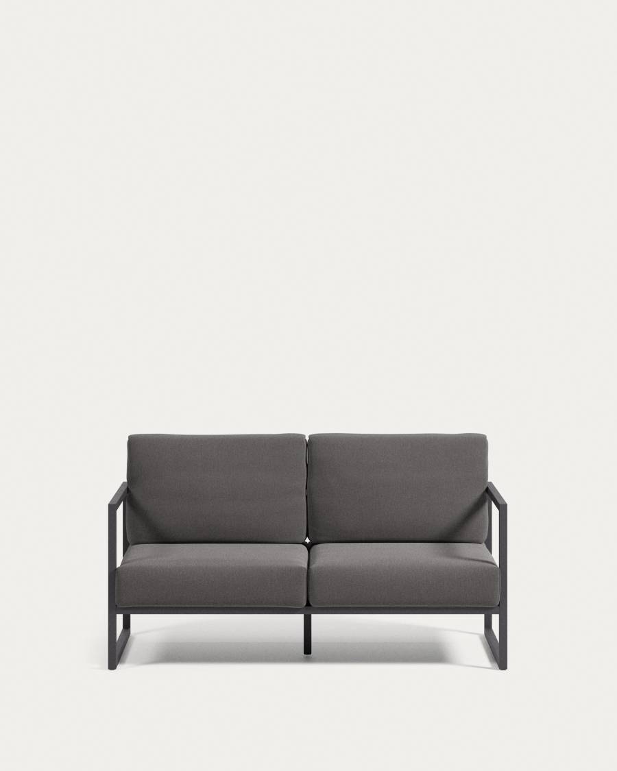 Comova 100% outdoor 2-seater sofa in dark grey and black aluminium, 150 cm