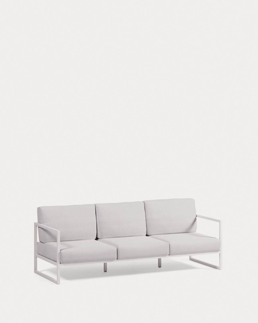 Comova 100% outdoor 3-seater sofa in white and white aluminium, 222 cm