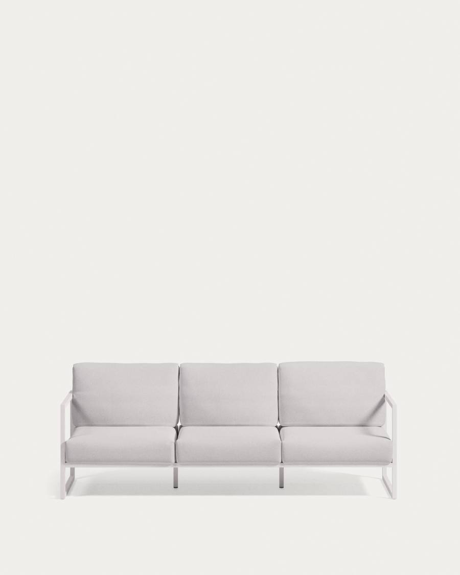 Comova 100% outdoor 3-seater sofa in white and white aluminium, 222 cm