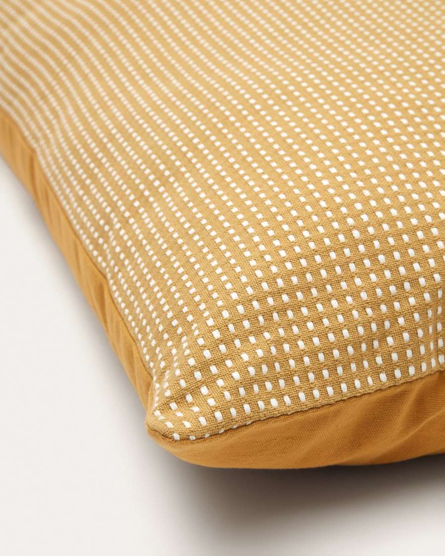 Coussin Trufa 100% coton avec point arrière jaune et blanc 40 x 60 cm