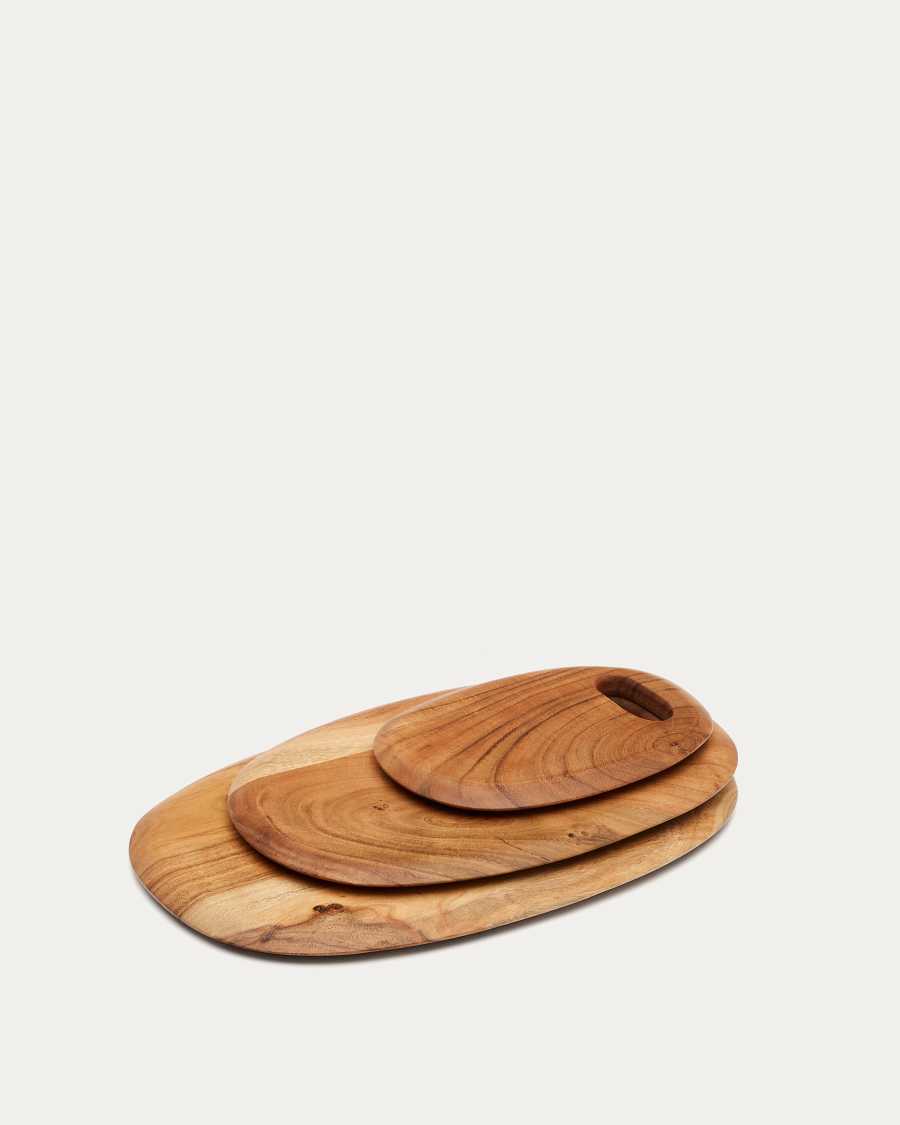 Llubi set of 3 solid acacia wood serving boards