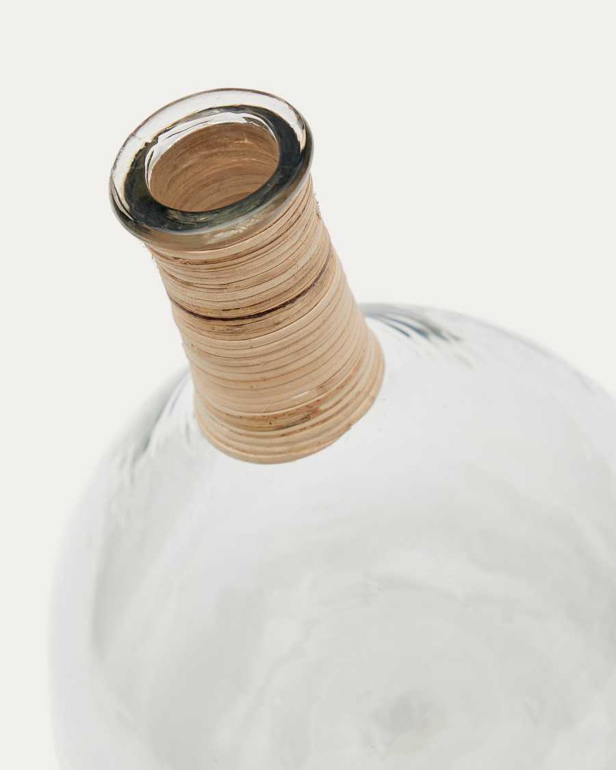 Serlina vase made of rattan and transparent recycled glass 30 cm