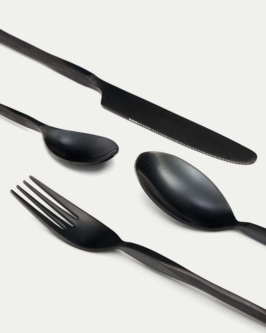 Ali 16-piece black cutlery set