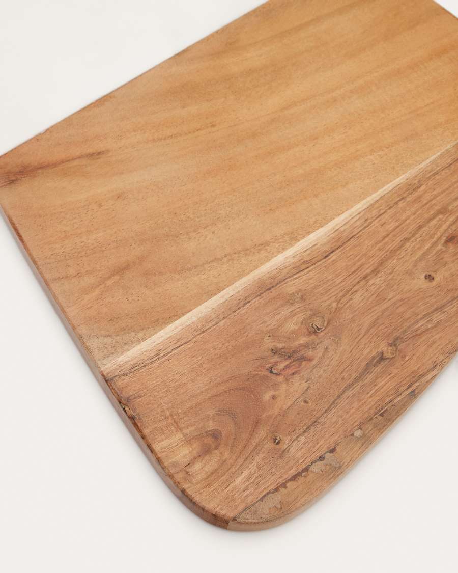 Macy large beige marble and wood serving board