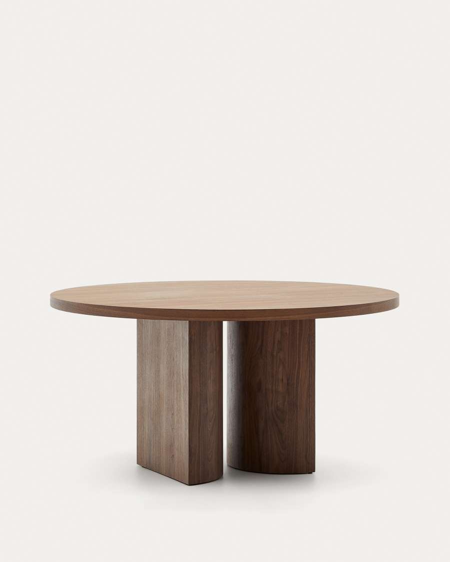 Ronde tafel Nealy van walnootfineer met een natuurlijke afwerking Ø 150 cm