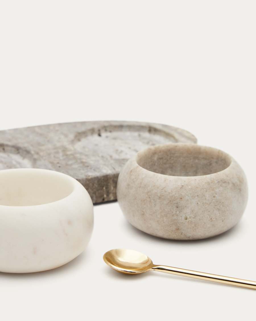 Marichie multi-coloured marble salt and pepper shaker with tray