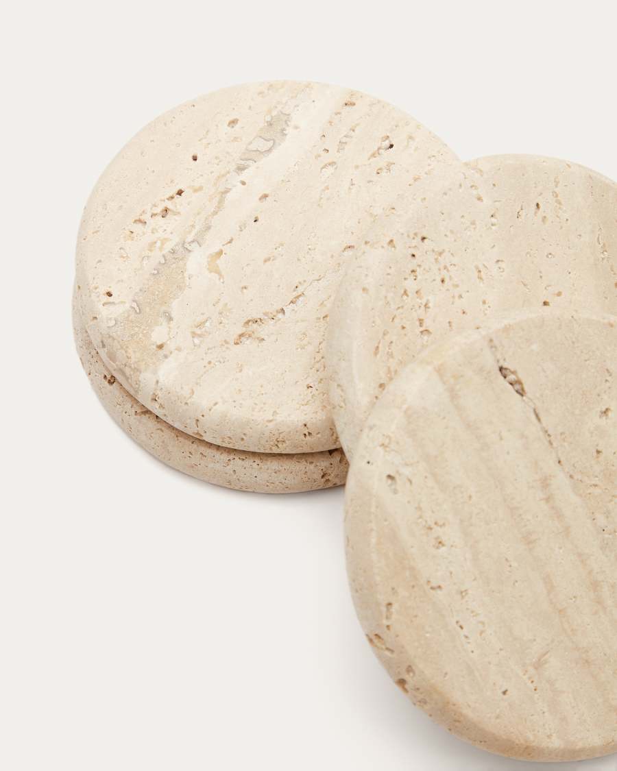 Madlena beige travertine coasters
