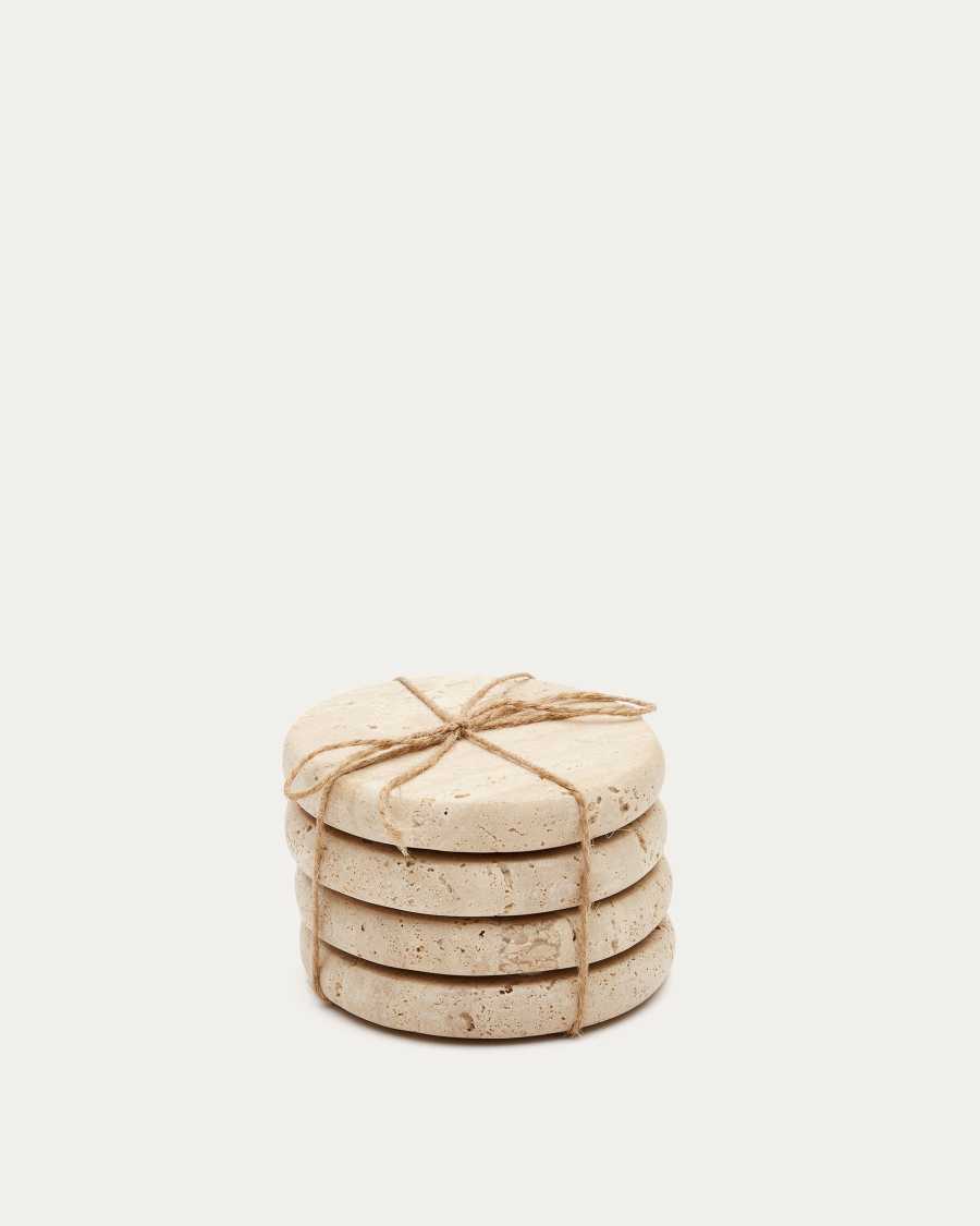 Madlena beige travertine coasters