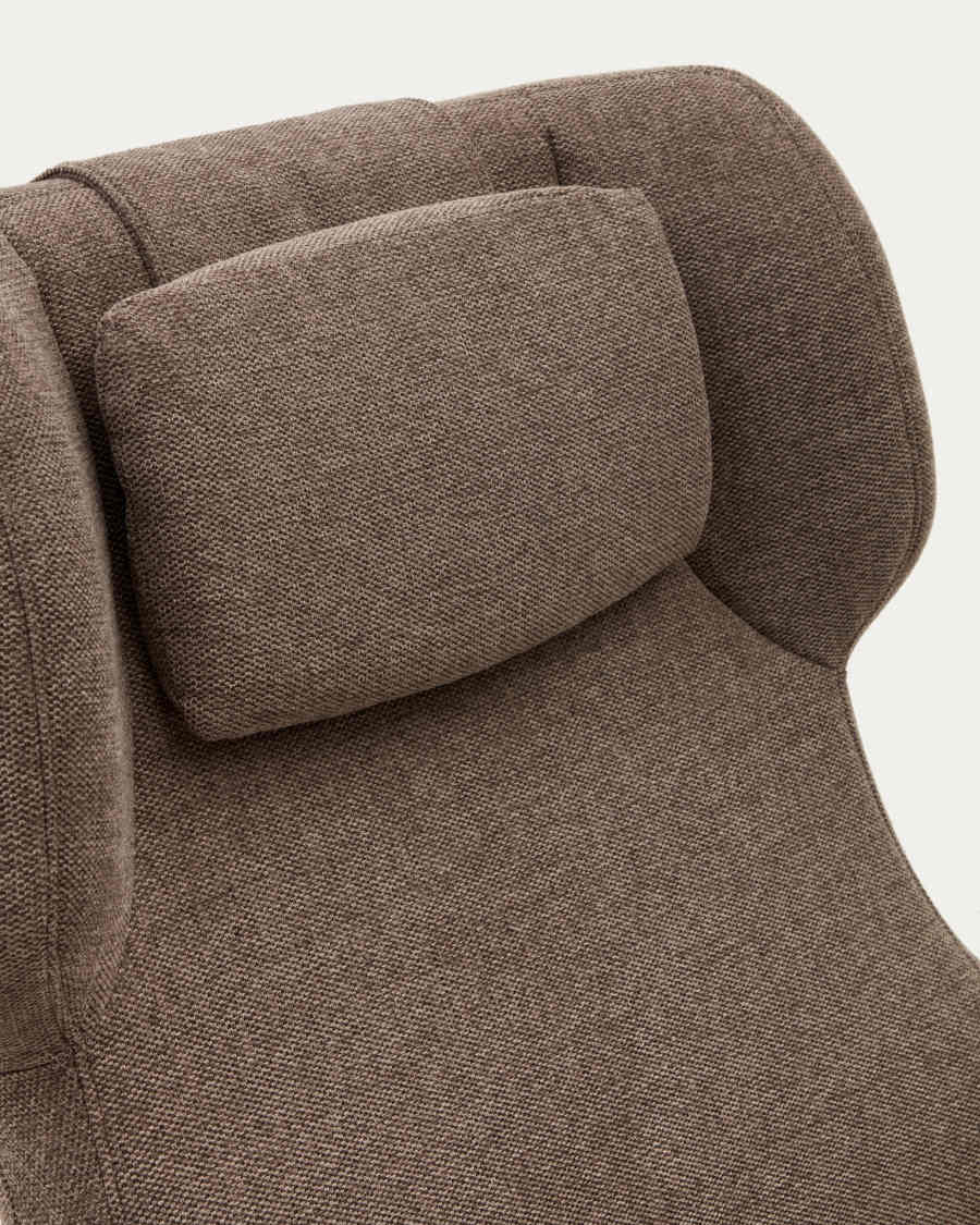 Zalina swivel armchair in light brown chenille and steel with black finish FSC 100%