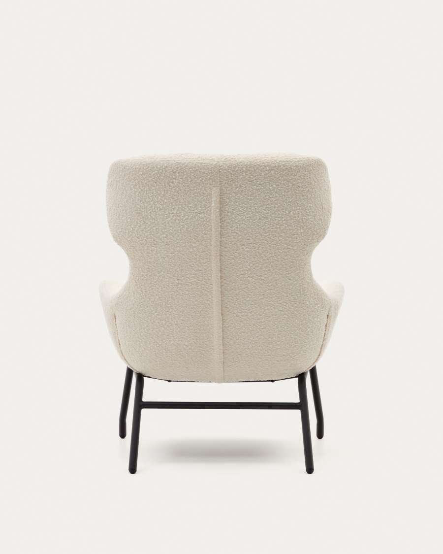 Belina Sessel aus weißem Bouclé und Stahl mit schwarzem Finish FSC 100%